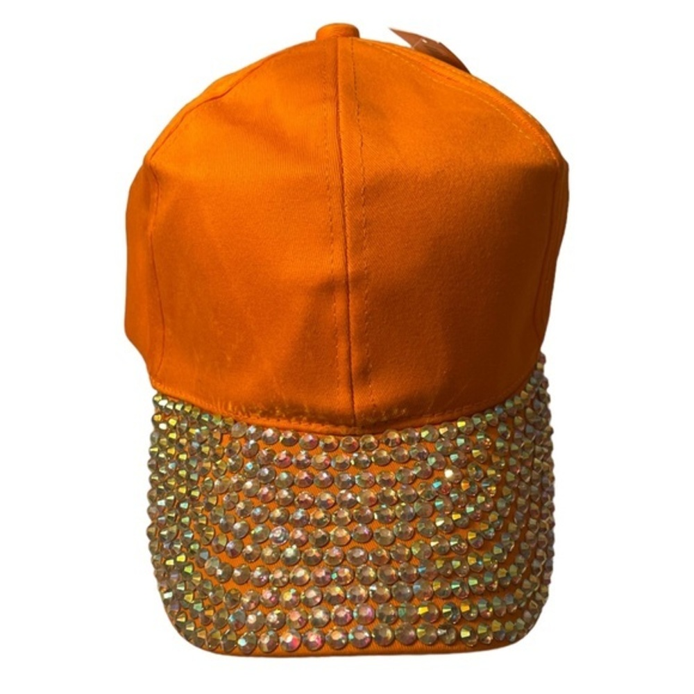 Orange Hat Bling With Crystal Gems Design NWT